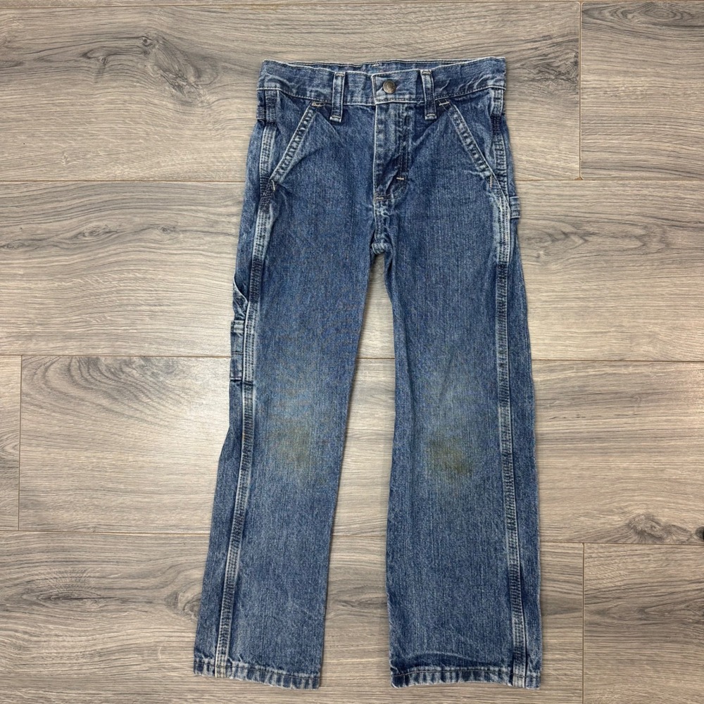 Wrangler Authentics Kids 6 Slim Blue Denim Cargo Jeans‎ Boys Playwear Stained